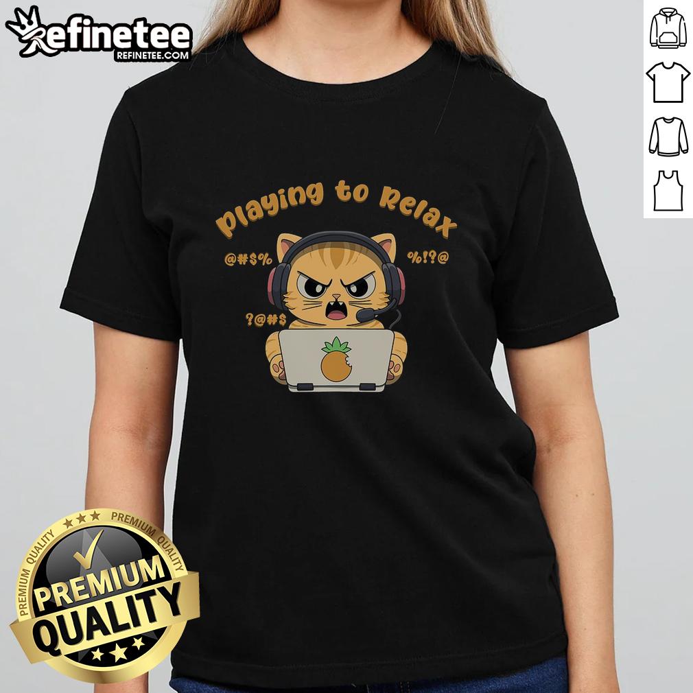 Funny angry cat graphic on a ladies tee, perfect for relaxing and showcasing a playful personality. Nice design for cat lovers!