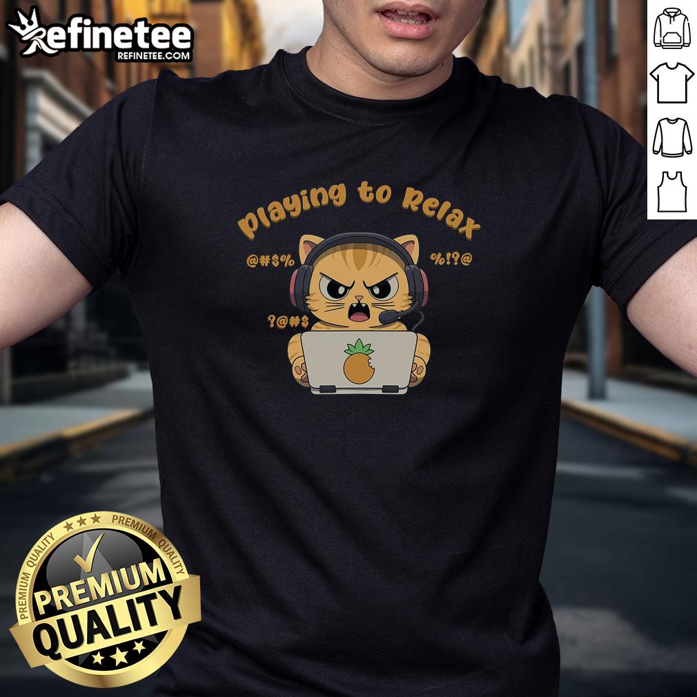 Funny Angry Cat T-Shirt featuring a relaxed cat design, perfect for cat lovers who enjoy playful humor and comfy wear.