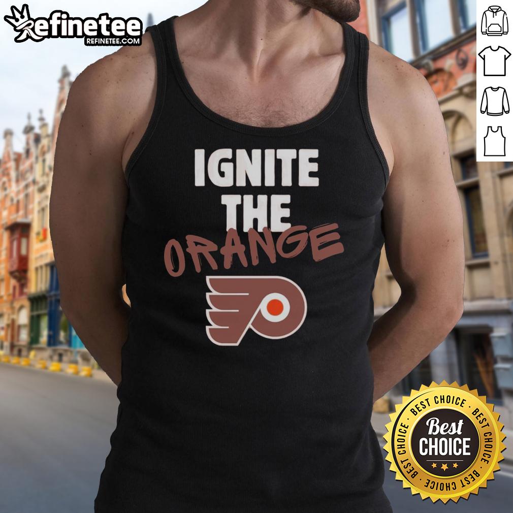Official Philadelphia Flyers Ignite The Orange tank top for 2026 NHL Playoffs, showcasing team spirit and style.