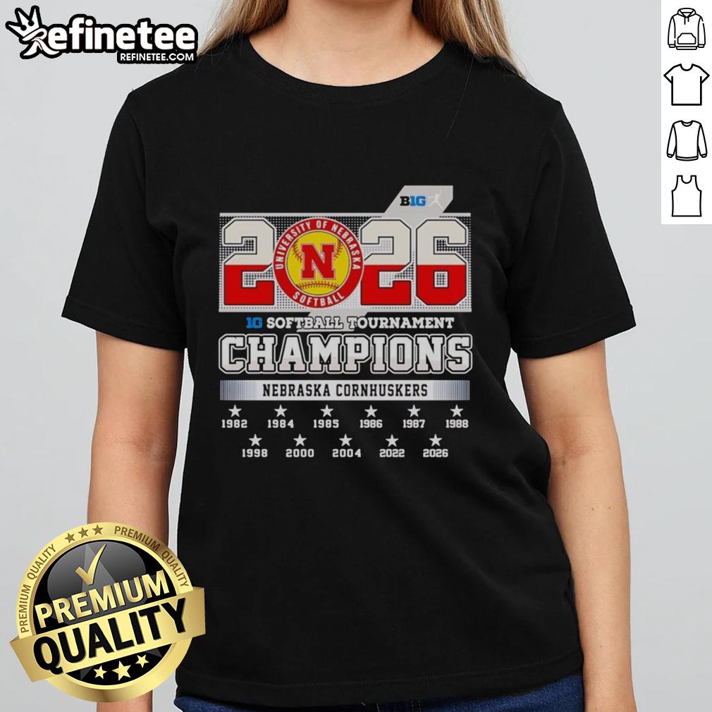 Original Nebraska Cornhuskers 2026 Big Ten Softball Tournament Champions Ladies Tee showcasing team pride and style.