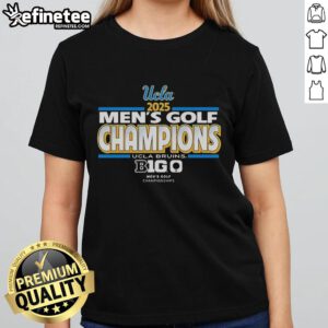 Alt Text: Original UCLA Bruins 2025 Big Ten Conference Men's Golf Championship ladies tee with vibrant graphics and team logo.