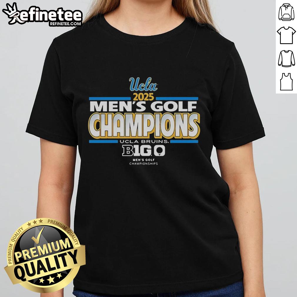 Alt Text: Original UCLA Bruins 2025 Big Ten Conference Men's Golf Championship ladies tee with vibrant graphics and team logo.