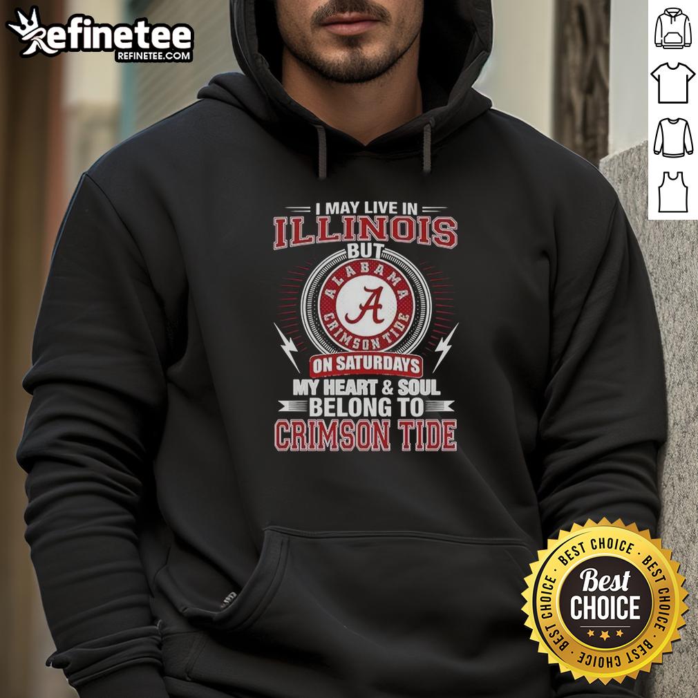 Premium Alabama Crimson Tide hoodie with 'My heart and soul belong to Crimson Tide' printed, perfect for fans in Illinois.