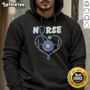 Premium Houston Astros nurse hoodie featuring a stethoscope-shaped heart design, perfect for dedicated healthcare fans.