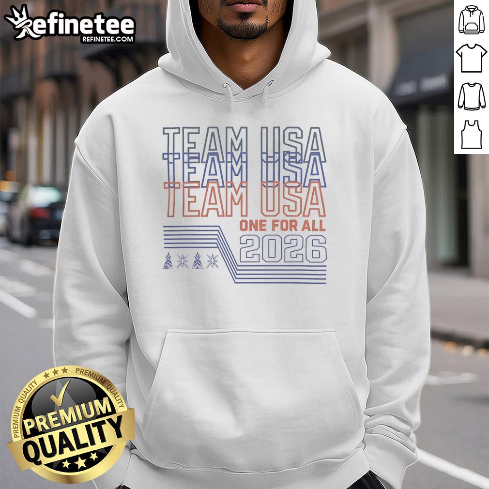 Premium Team USA One For All 2026 Sports Tournament Graphic Hoodie, featuring vibrant design and comfortable fit for fans.