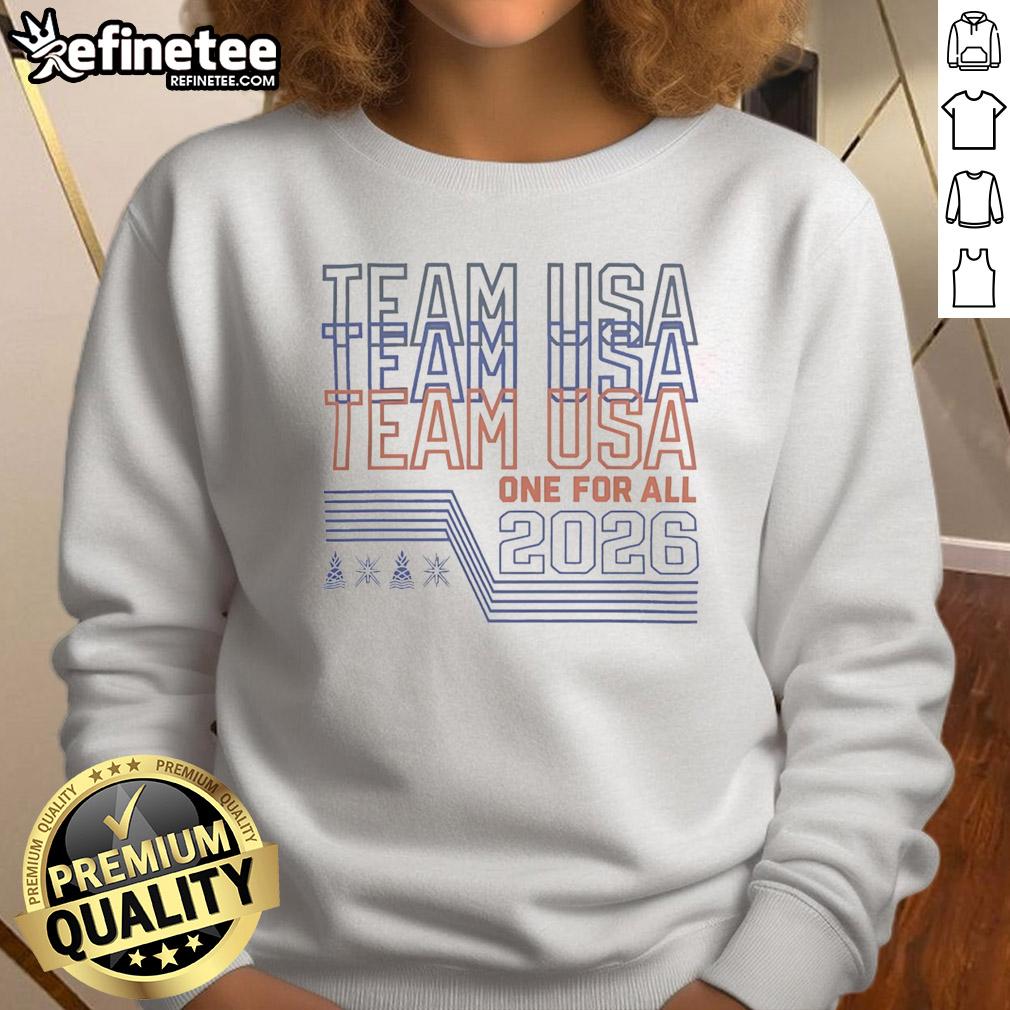 Premium Team USA One for All 2026 Sports Tournament Graphic Sweatshirt showcasing vibrant design and team spirit.