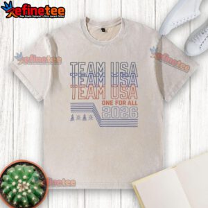 Alt Text: Premium Team USA One For All 2026 Sports Tournament graphic washed t-shirt for fans and athletes.