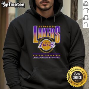 Stylish black Los Angeles Lakers hoodie featuring Western Conference NBA design, perfect for fans and casual wear.