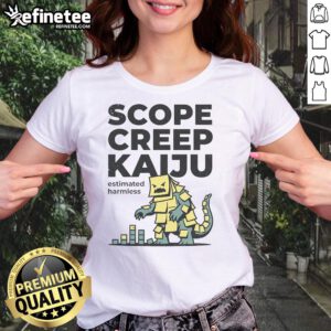 Pretty Scope Creep Kaiju Estimated Harmless Ladies Tee featuring a colorful, whimsical design perfect for casual wear.