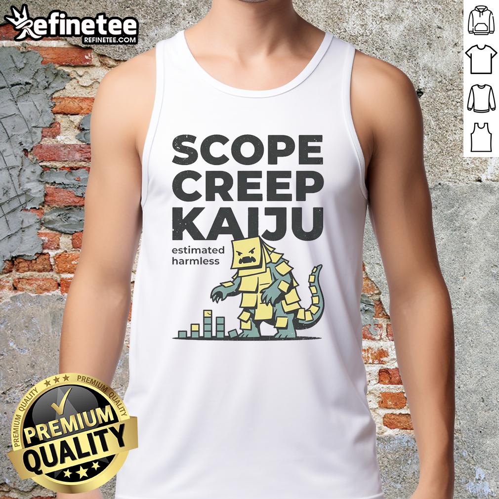 Pretty Scope Creep Kaiju Estimated Harmless Tank Top featuring a colorful monster design and a comfortable fit.
