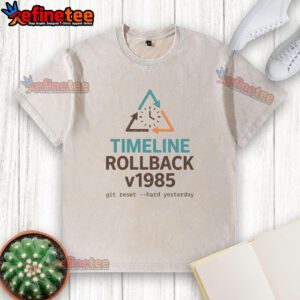 Alt Text: Pretty Timeline Rollback V1985 washed t-shirt in soft fabric featuring vintage design, perfect for casual wear.