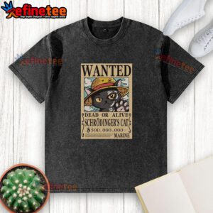 Top Schrdinger Cat Pirate washed t-shirt featuring a playful cat in a pirate hat, perfect for quirky fashion lovers.