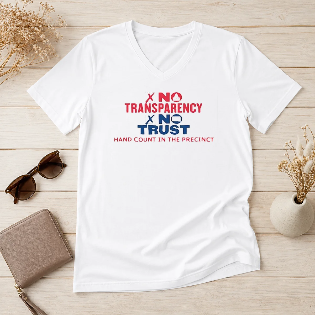 Awesome No Transparency No Trust Hand V-Neck Shirt Awesome No Transparency No Trust Hand V-Neck Shirt