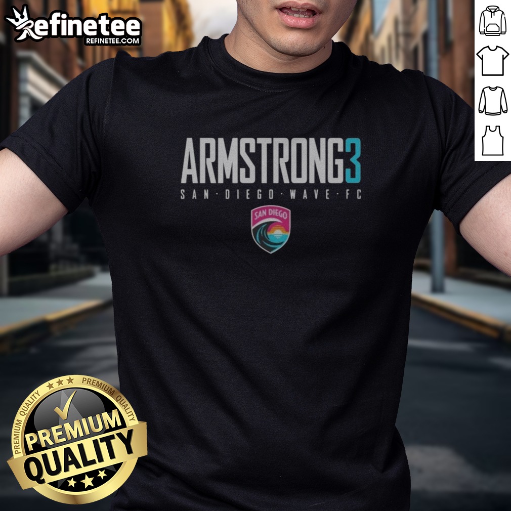 Awesome San Diego Wave FC Armstrong 3 Player Logo NWSL Soccer T Shirt on Classic Shirt Awesome San Diego Wave FC Armstrong 3 Player Logo NWSL Soccer T Shirt shown as a classic shirt preview