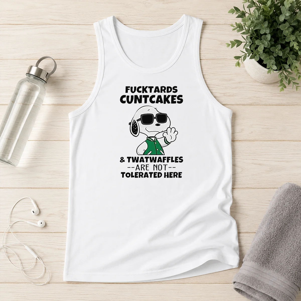 Awesome Snoopy Peanuts Fcktards Cuntcakes And Twatwaffles Are Not Tolerated Here Tank Top