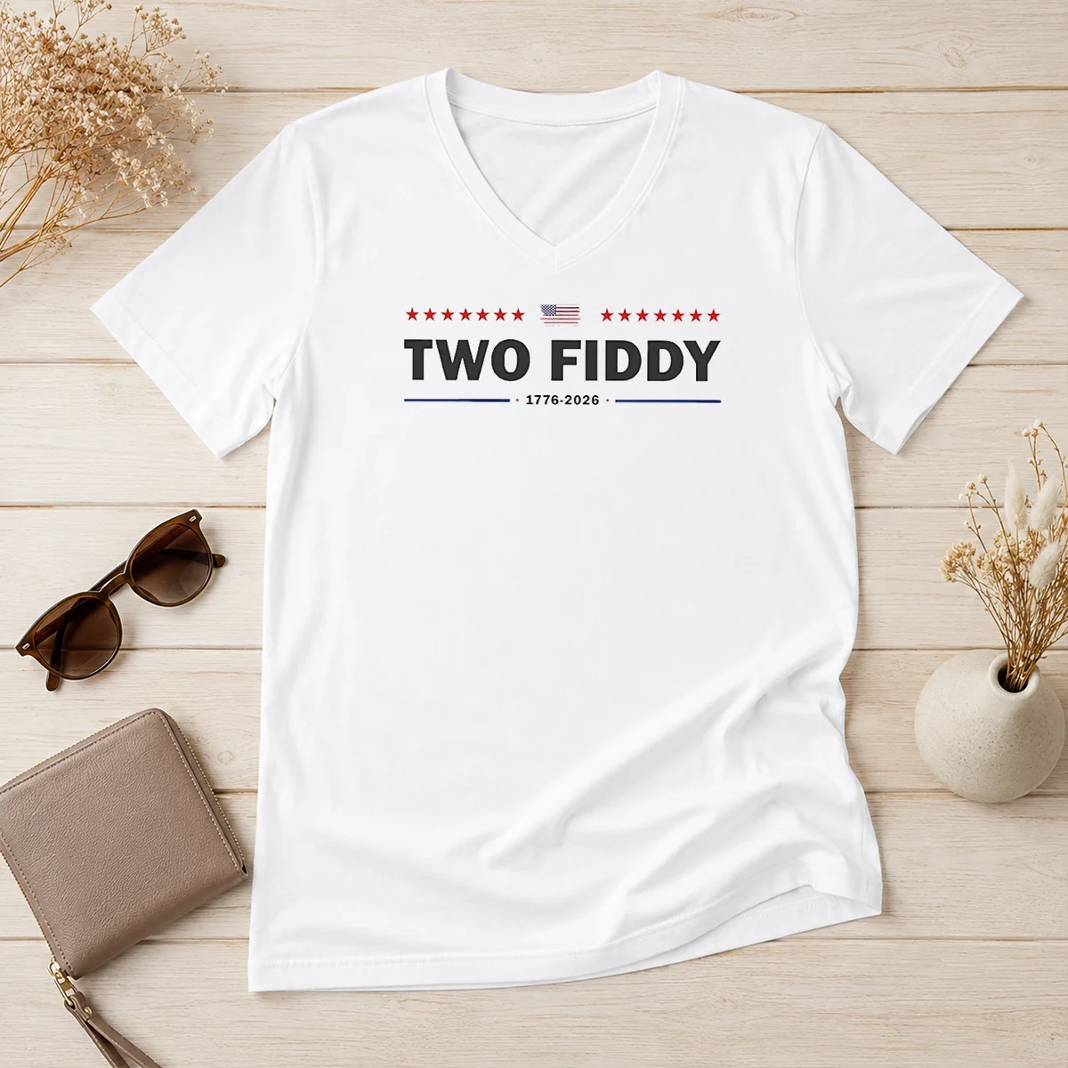 Awesome Two Fiddy 1776 2026 Patriotic V-Neck Shirt Awesome Two Fiddy 1776 2026 Patriotic V-Neck Shirt