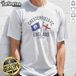 Funny Chesterfield FC England Derbyshire Crossed Flags Crest Emblem Sport Fan Club t shirt in classic fit