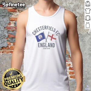 Funny Chesterfield FC England Derbyshire Crossed Flags Crest Emblem Sport Fan Club tank top in black, casual sleeveless shirt