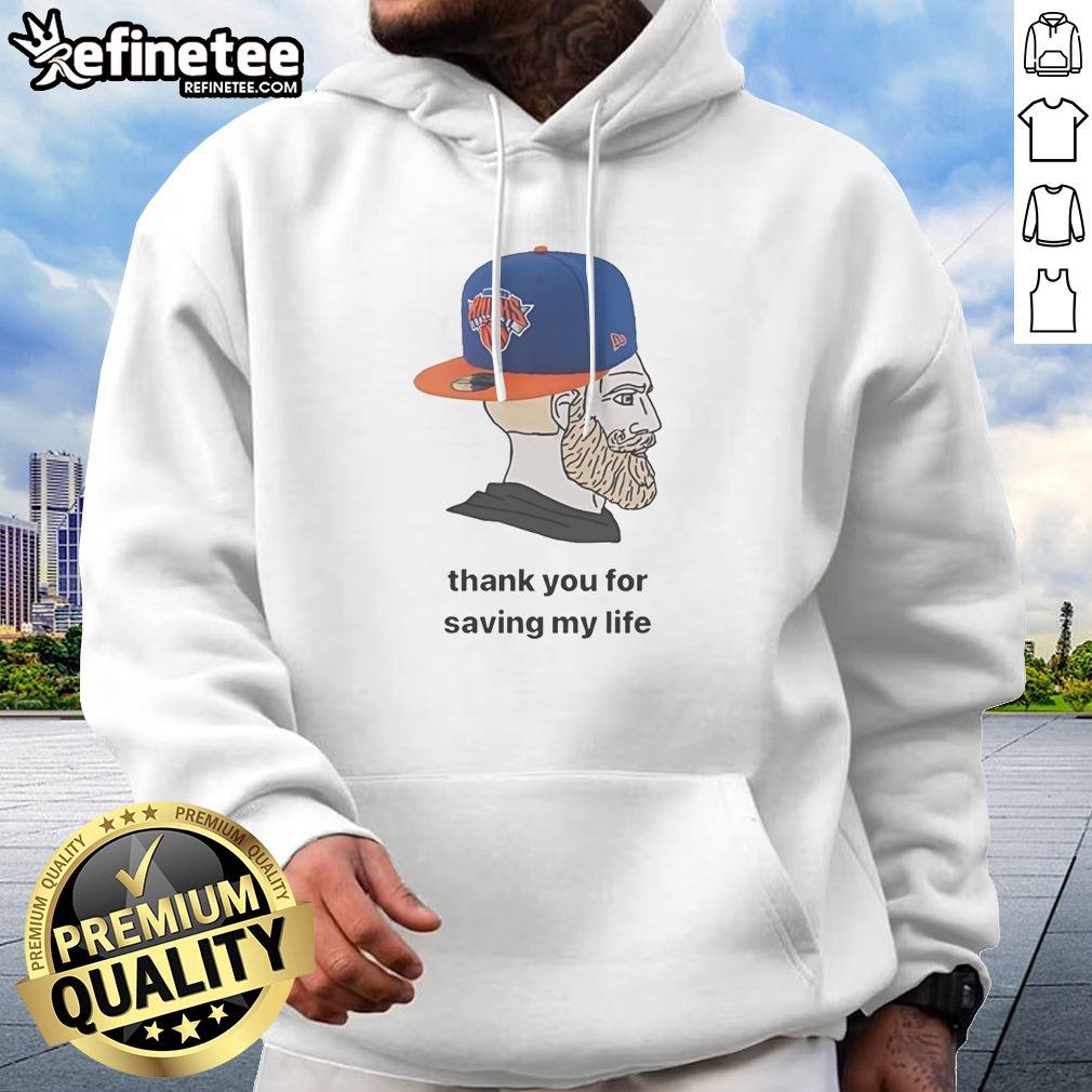 Funny New York Knicks Bearded Fan Cap Thank You For Saving My Life Meme Illustration T Shirt on Hoodie Funny New York Knicks Bearded Fan Cap Thank You For Saving My Life Meme Illustration T Shirt shown as a hoodie preview