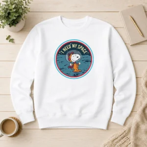 Funny Peanuts Snoopy On The Moon I Need My Space Mens Sweater