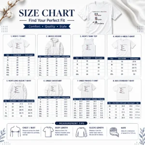 Size chart for Funny Yeah I Live In The USA Utter State Of Anxiety shirt with measurements in inches and cm