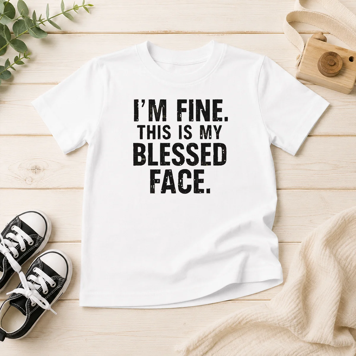 Good I'M Fine This Is My Blessed Face Kids T-Shirt