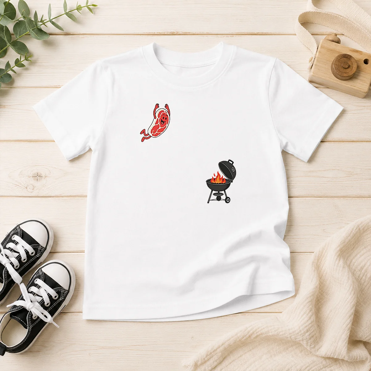 Good Steak Fly BBQ Freedom American 4th Of July 2026 Kids T-Shirt