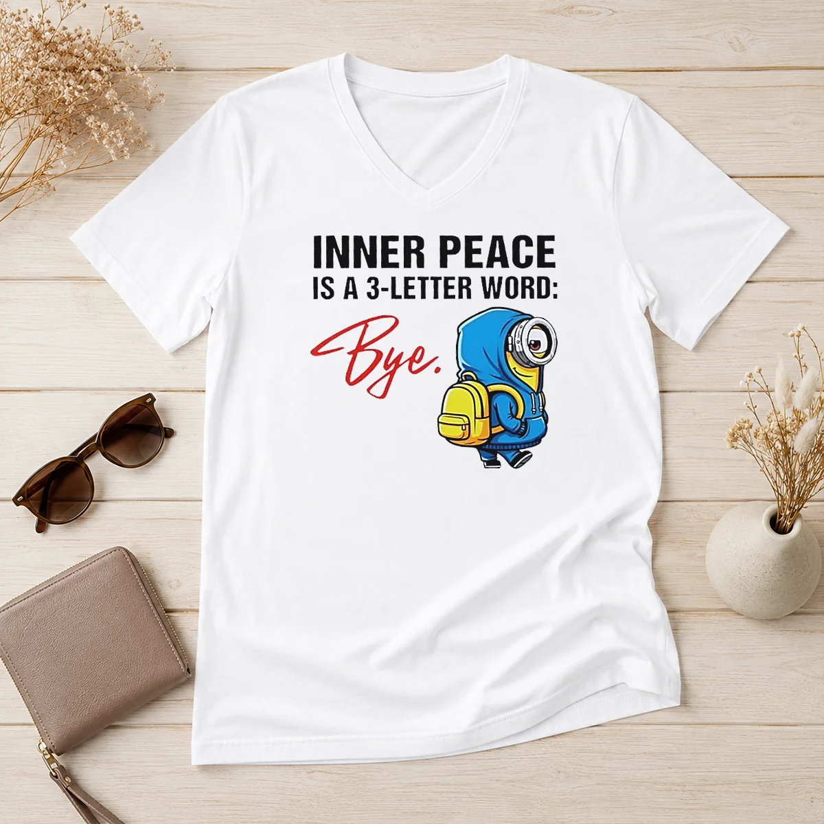 Hot Minions Inner Peace Is A V-Neck Shirt Hot Minions Inner Peace Is A V-Neck Shirt