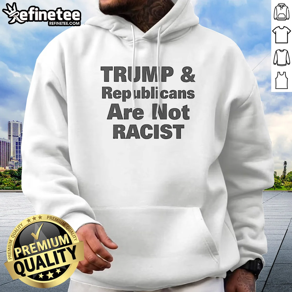 Hot Pretty Trump And Republicans Are Not Racist Hoodie in black with front graphic print