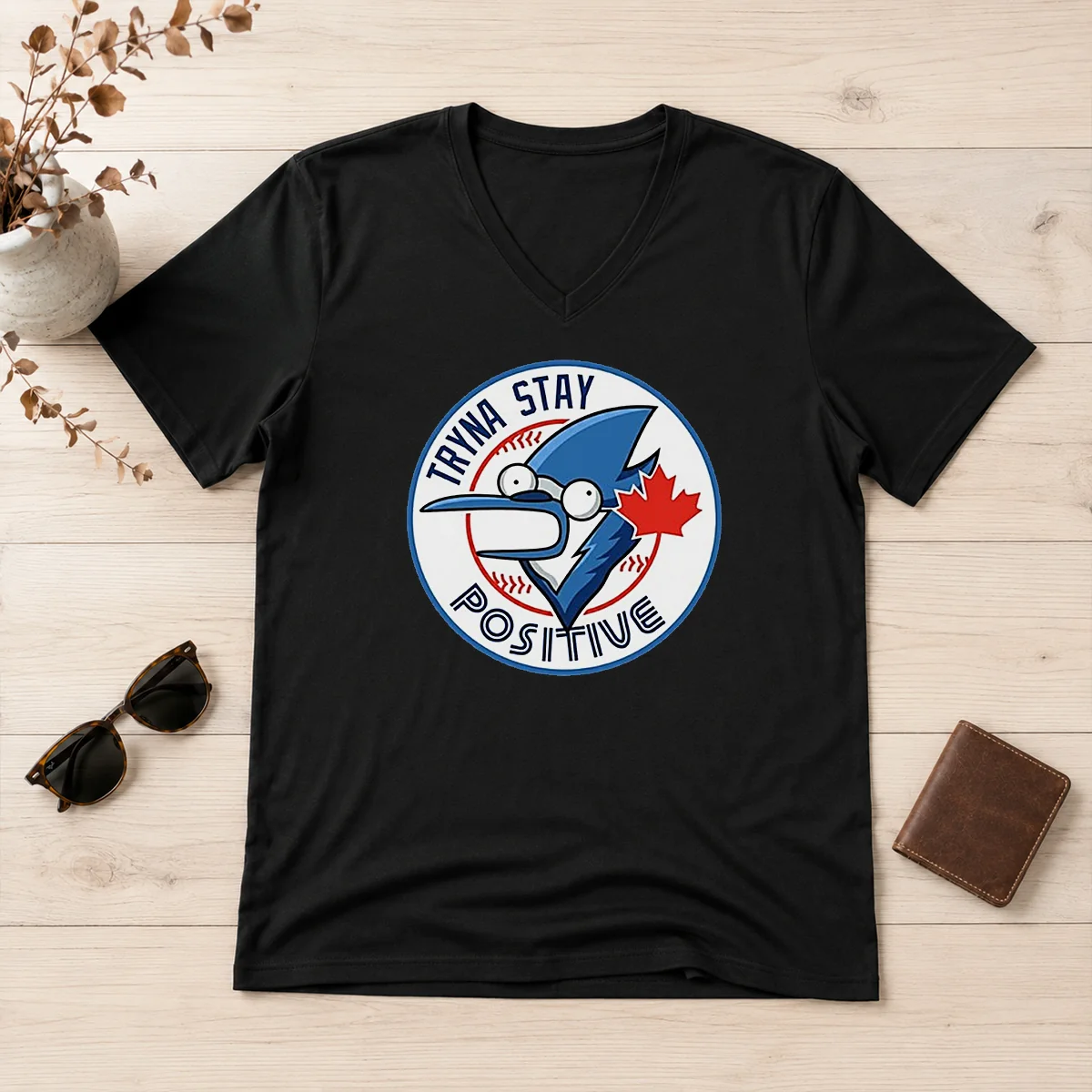 Hot Tryna Stay Positive Mordecai Regular V-Neck Shirt Hot Tryna Stay Positive Mordecai Regular V-Neck Shirt