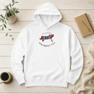 Nice I'M Staying How About Y'All Confederate Flag Hoodie
