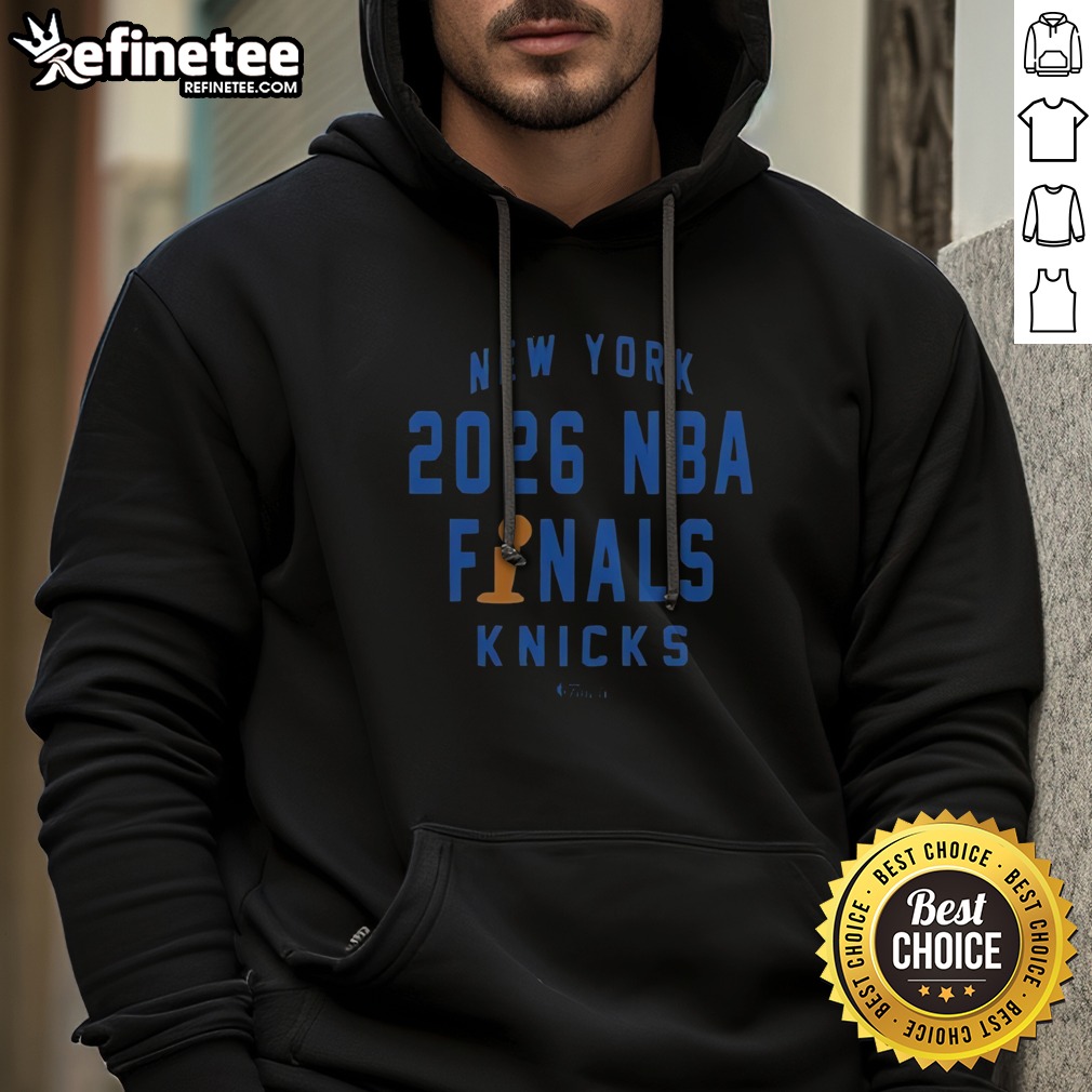 Nice New York Knicks 2026 NBA Finals Trophy T Shirt on Hoodie Nice New York Knicks 2026 NBA Finals Trophy T Shirt shown as a hoodie preview
