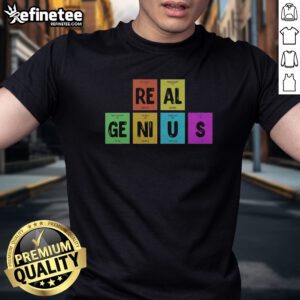 Nice Periodic Table Of Elements Real Genius Vintage t shirt featuring a classic design on a comfortable fabric.