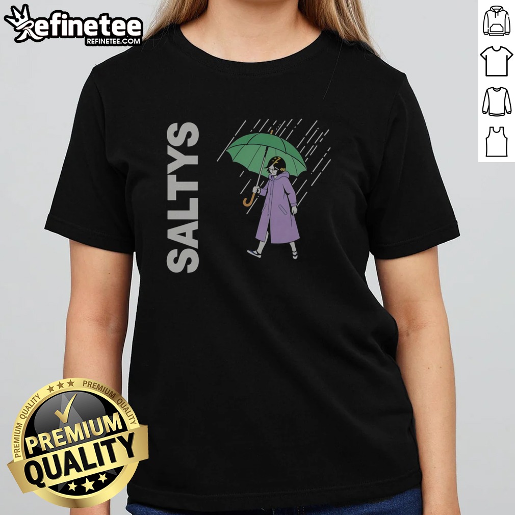 Nice Saltys Umbrella Rain Shower Precipitation Downpour Wet Weather Stormy Day T Shirt on Classic Shirt Nice Saltys Umbrella Rain Shower Precipitation Downpour Wet Weather Stormy Day T Shirt shown as a classic shirt preview