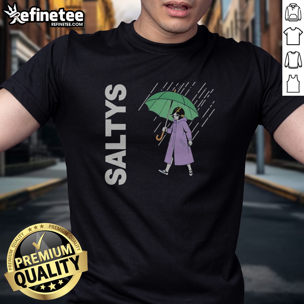 Nice Saltys Umbrella Rain Shower Precipitation Downpour Wet Weather Stormy Day T Shirt on Classic Shirt Nice Saltys Umbrella Rain Shower Precipitation Downpour Wet Weather Stormy Day T Shirt shown as a classic shirt preview