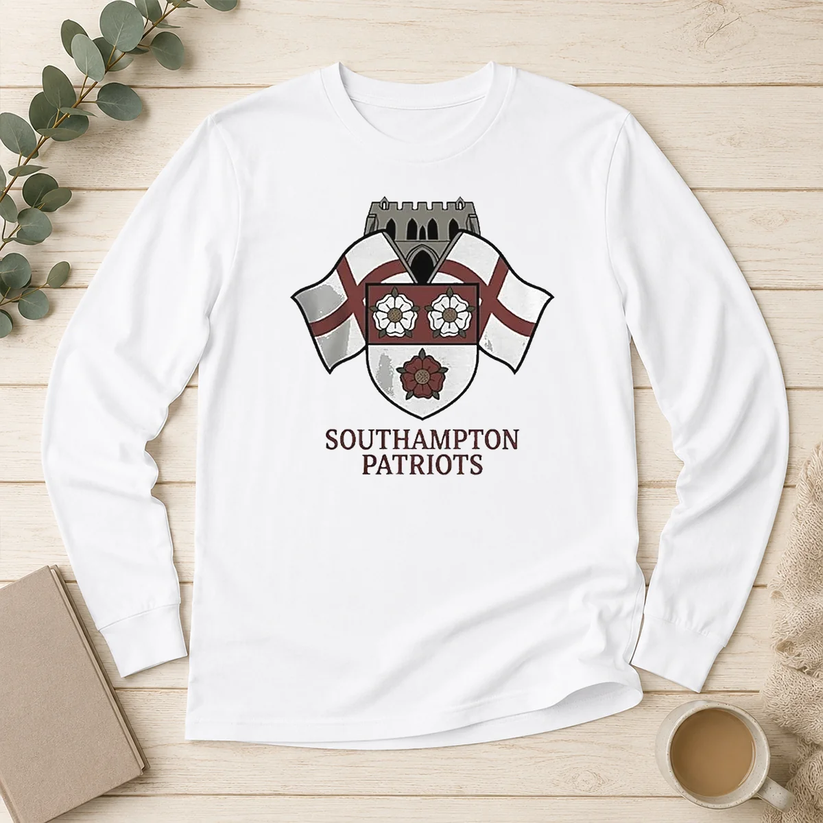 Nice Southampton Patriots Keeping The Memory Of Henry Nowak Long Sleeve Shirt in black, front view with clear logo and text