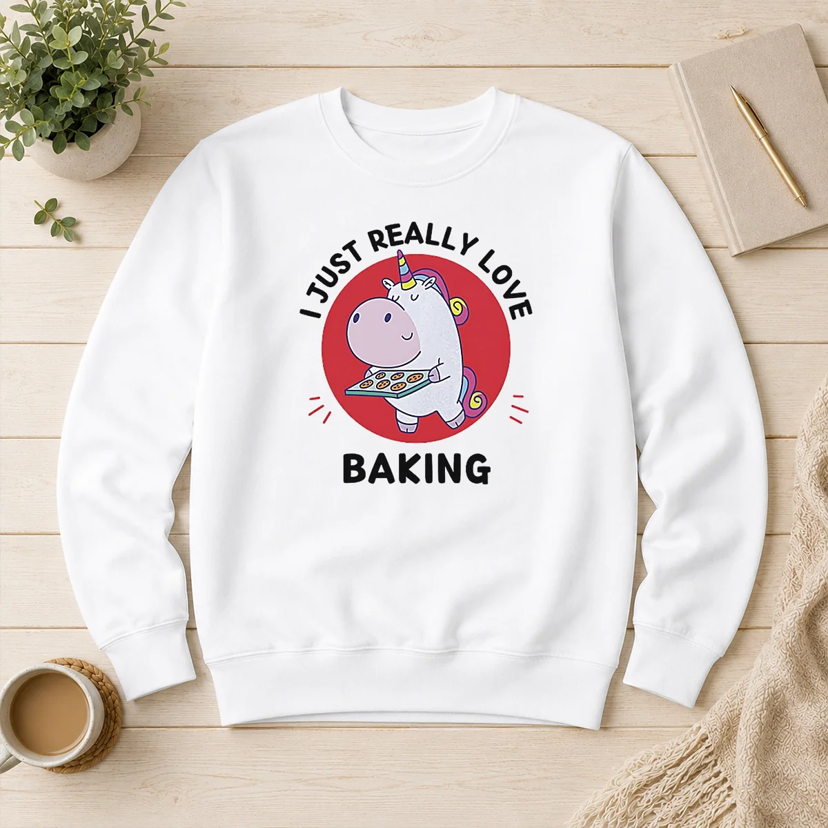 Nice Unicorn Holding Baking Tray I Just Really Love Baking Sweater