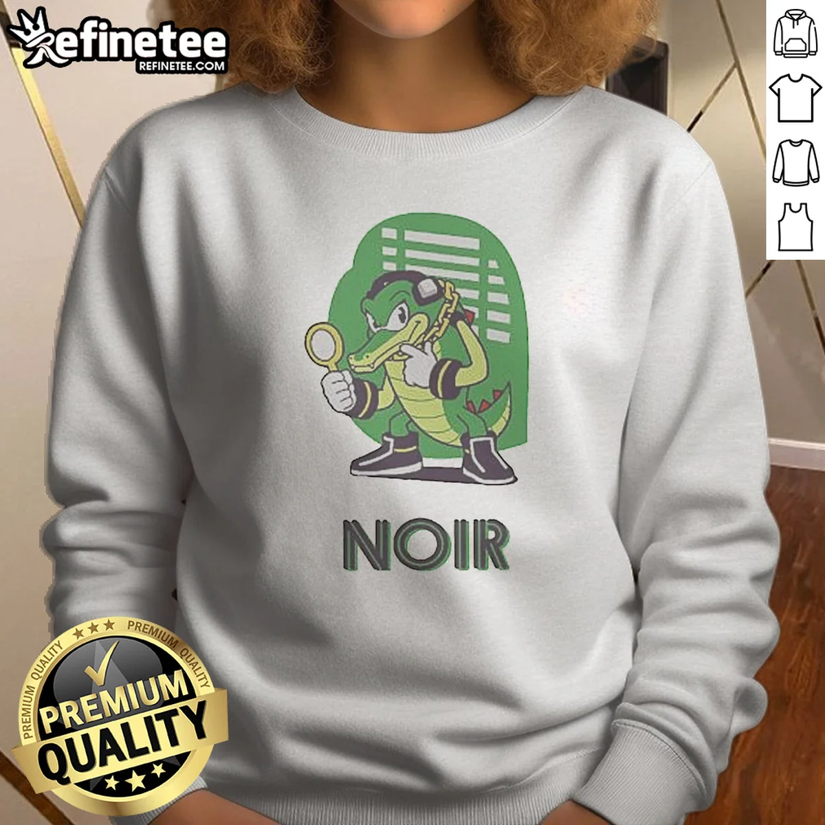 Nice Vector The Crocodile Chaotix Detective Agency Noir Sweatshirt in black, featuring bold graphic print on front