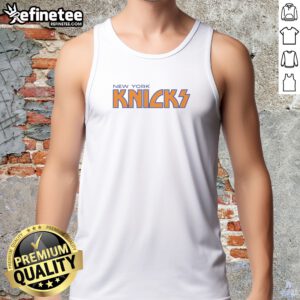 Official New York Knicks Kiss Logo Parody tank top featuring bold graphic print on a sleeveless shirt