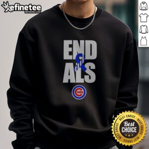 Official Nico Hoerner End ALS Chicago Cubs sweatshirt featuring team colors and logo