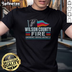 Official San Antonio Spurs Wilson County Fire Emergency Service District 2 Team Logo t shirt displayed on a neutral background