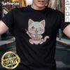 Original Kawaii Ramen Eating Cat Bowl Noodles Japanese Anime Food Lover t-shirt featuring a cute cat design.