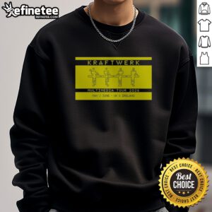 Original Kraftwerk Multimedia Tour 2026 May June UK Ireland Music Electronic Band Tour sweatshirt in a stylish display.
