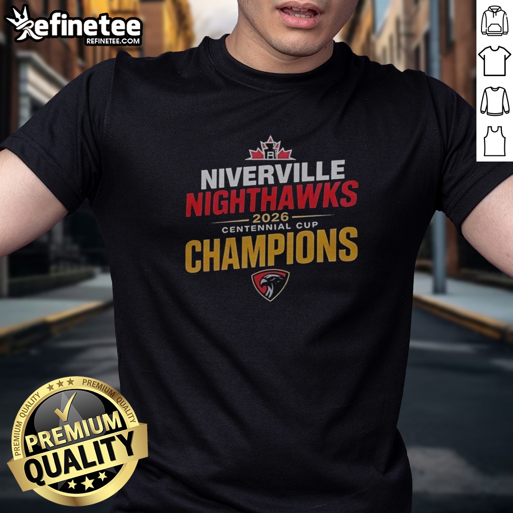 Original Niverville Nighthawks 2026 Centennial Cup Champions Hockey Tournament Winner T Shirt on Classic Shirt Original Niverville Nighthawks 2026 Centennial Cup Champions Hockey Tournament Winner T Shirt shown as a classic shirt preview