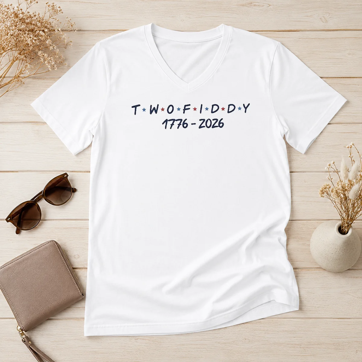 Original Two Fiddy 1776 2026 Friends V-Neck Shirt Original Two Fiddy 1776 2026 Friends V-Neck Shirt