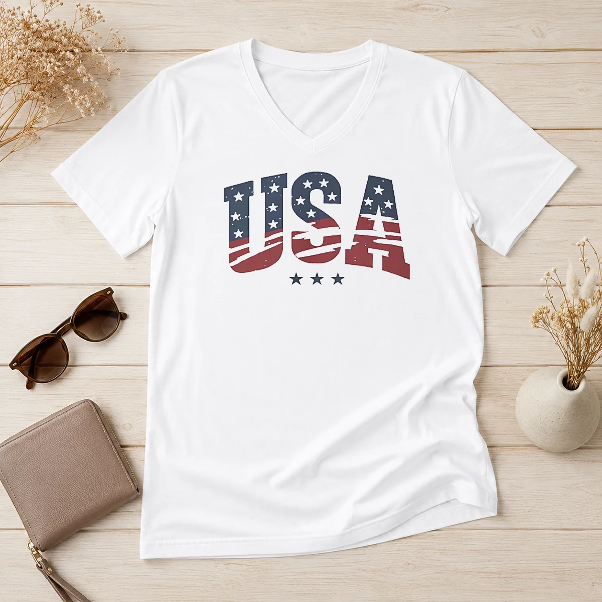 Original USA Patriotic Stars V-Neck Shirt Original USA Patriotic Stars V-Neck Shirt