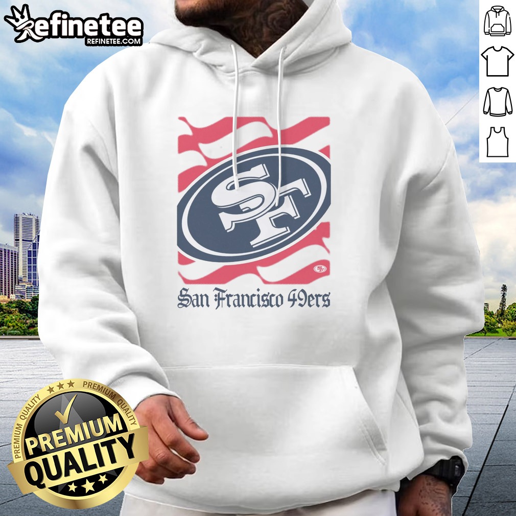 Premium San Francisco 49ers American Heritage Wordmark t shirt on Hoodie Premium San Francisco 49ers American Heritage Wordmark t shirt shown as a hoodie preview