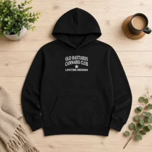 Premium Weed Old Bastards Cannabis Club Lifetime Member Leaf Hoodie
