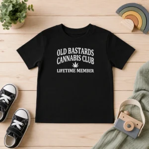 Premium Weed Old Bastards Cannabis Club Lifetime Member Leaf Kids T-Shirt