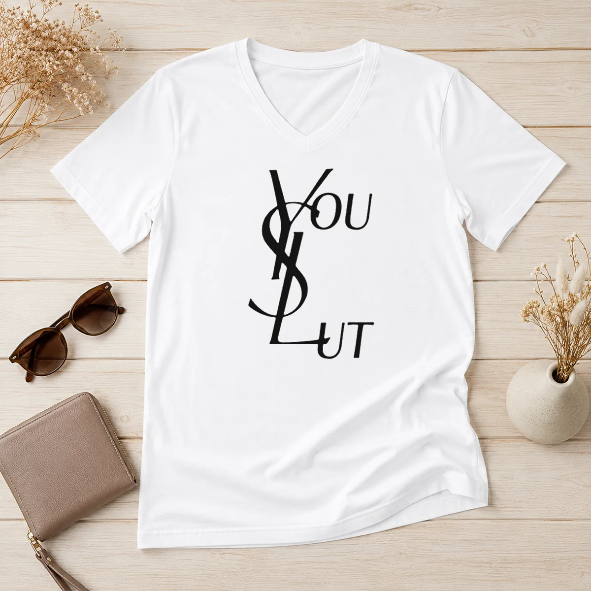 Premium Ysl You Slut Parody V-Neck Shirt Premium Ysl You Slut Parody V-Neck Shirt
